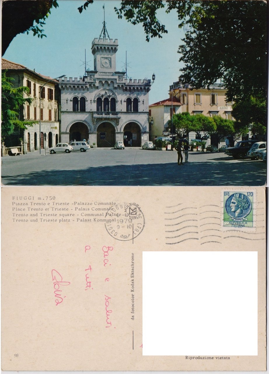 Fiuggi. Piazza Trento e Triste. Palazzo Comunale. Viaggiata 1979 | Immagine principale
