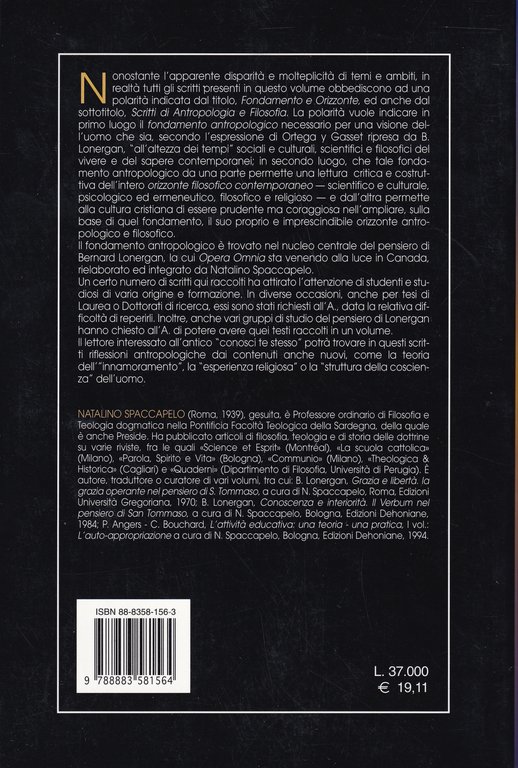 Fondamento e orizzonte. Scritti di antropologia e filosofia