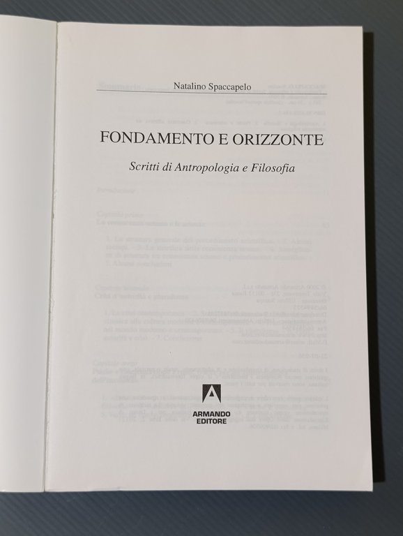 Fondamento e orizzonte. Scritti di antropologia e filosofia