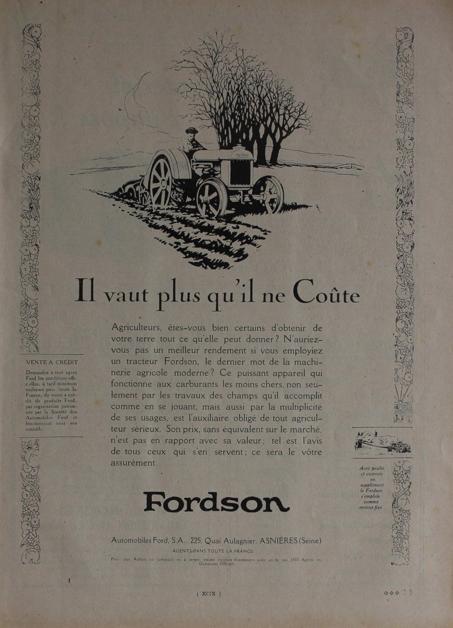 Fordson. Il vaut plus qu'il ne coute. Advertising 1926 | Immagine principale