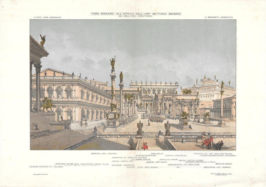 Foro Romano all'epoca dell'Imp. Settimio Severo. Lexicon Vallardi 1900 ca. | Immagine principale