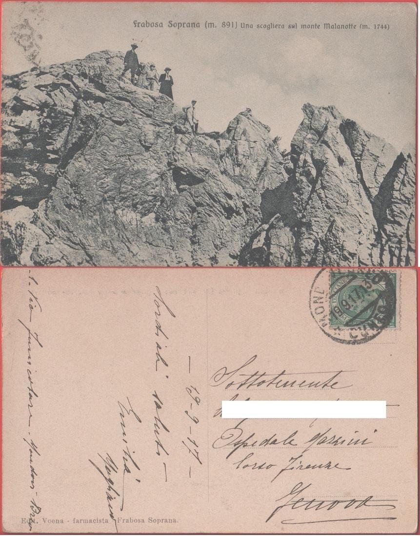 Frabosa soprana. Una scogliera sul monte Malanotte. Viaggiata 1917. Animata | Immagine principale