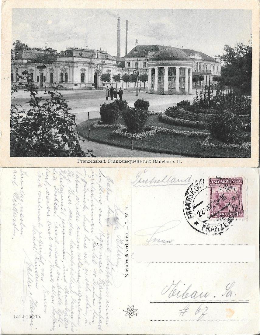 Franzensbad. Franzensquelle mit Badehaus II. Viaggiata 1930 | Immagine principale