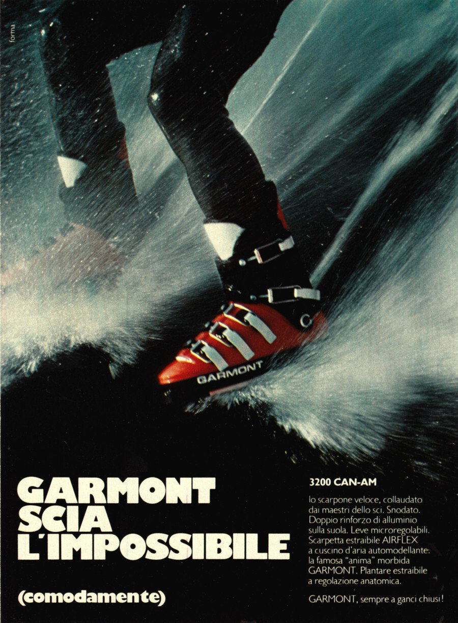 Garmont scia l'impossibile (comodamente). Advertising 1976 | Immagine principale