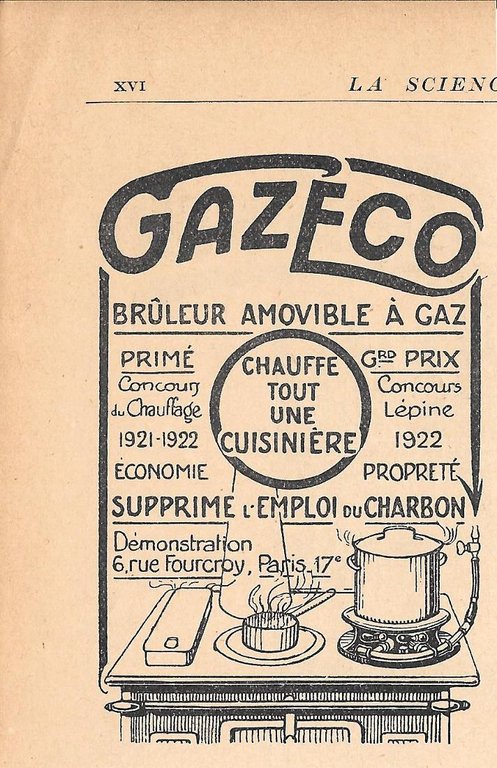 GazEco, bruleur amovible a gaz. Pubblicita 1923