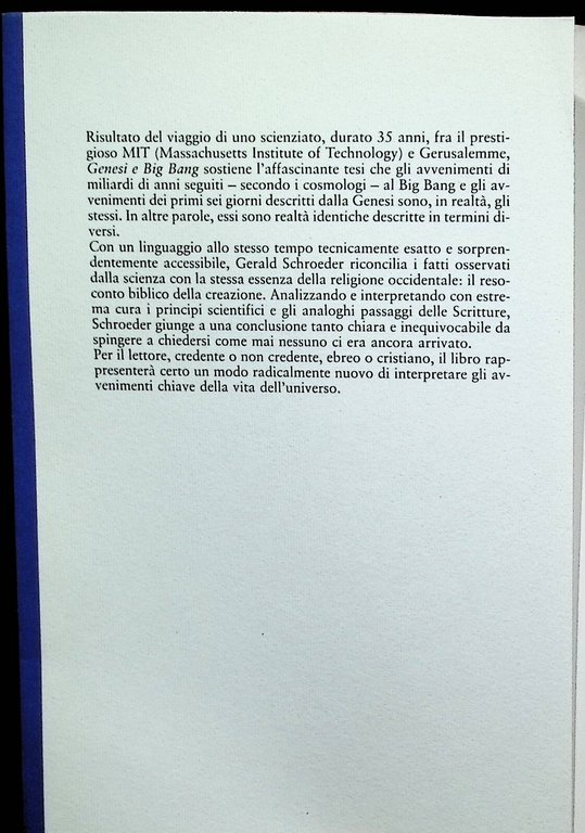 Genesi e Big Bang Libro Schroeder Cosmologia Bibbia Prima Ediz …