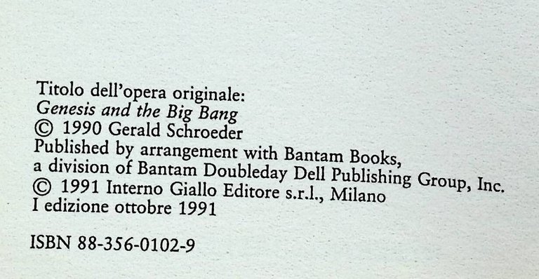 Genesi e Big Bang Libro Schroeder Cosmologia Bibbia Prima Ediz …