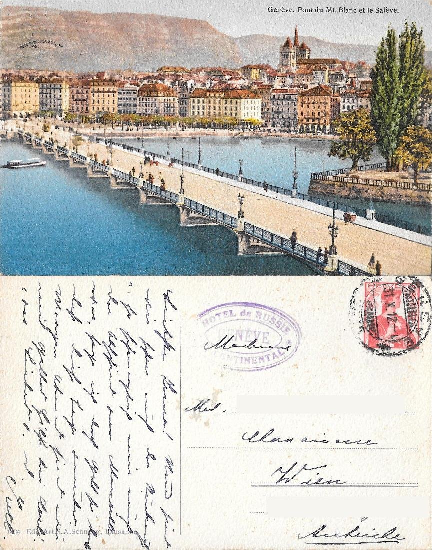 Genève. Pont du Mt. Blanc et le Salève. Viaggiata 1912 | Immagine principale