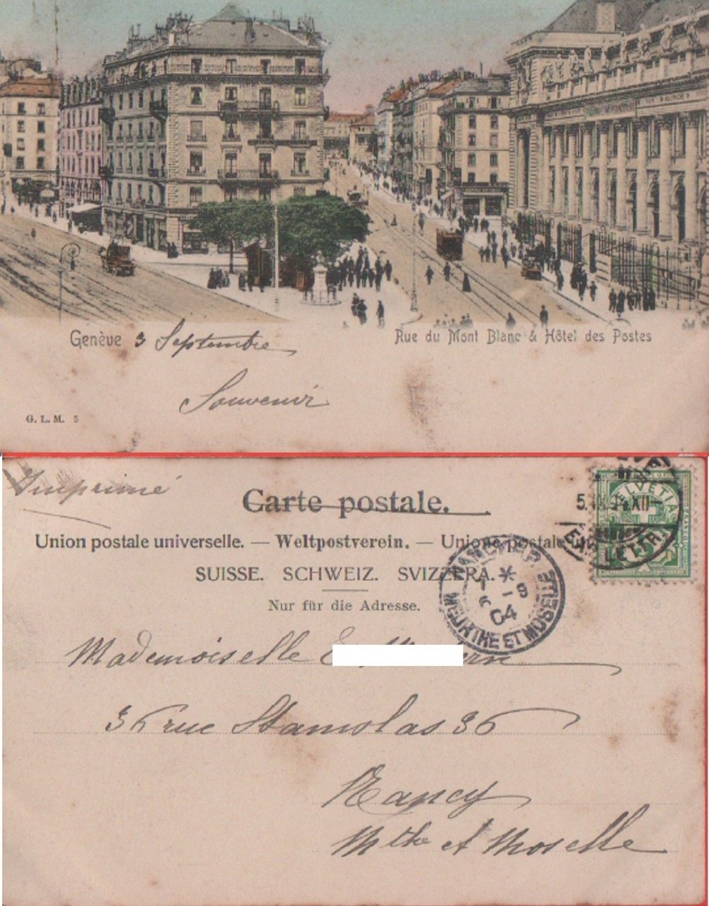 Geneve (Svizzera). Rue Mont Blanc &amp; Hotel des Postes - … | Immagine principale