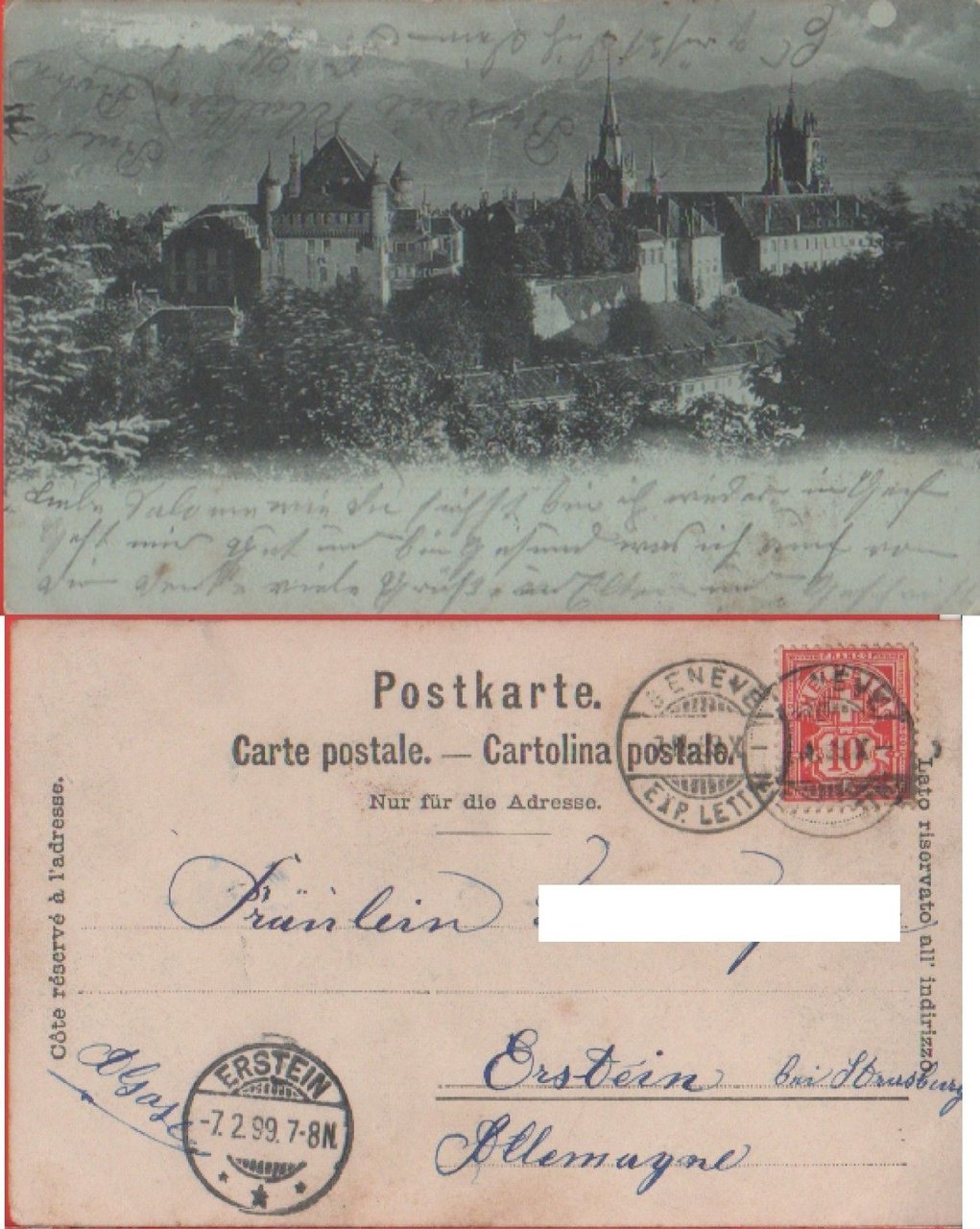 Ginevra. Castello (Svizzera). Viaggiata 1899 | Immagine principale