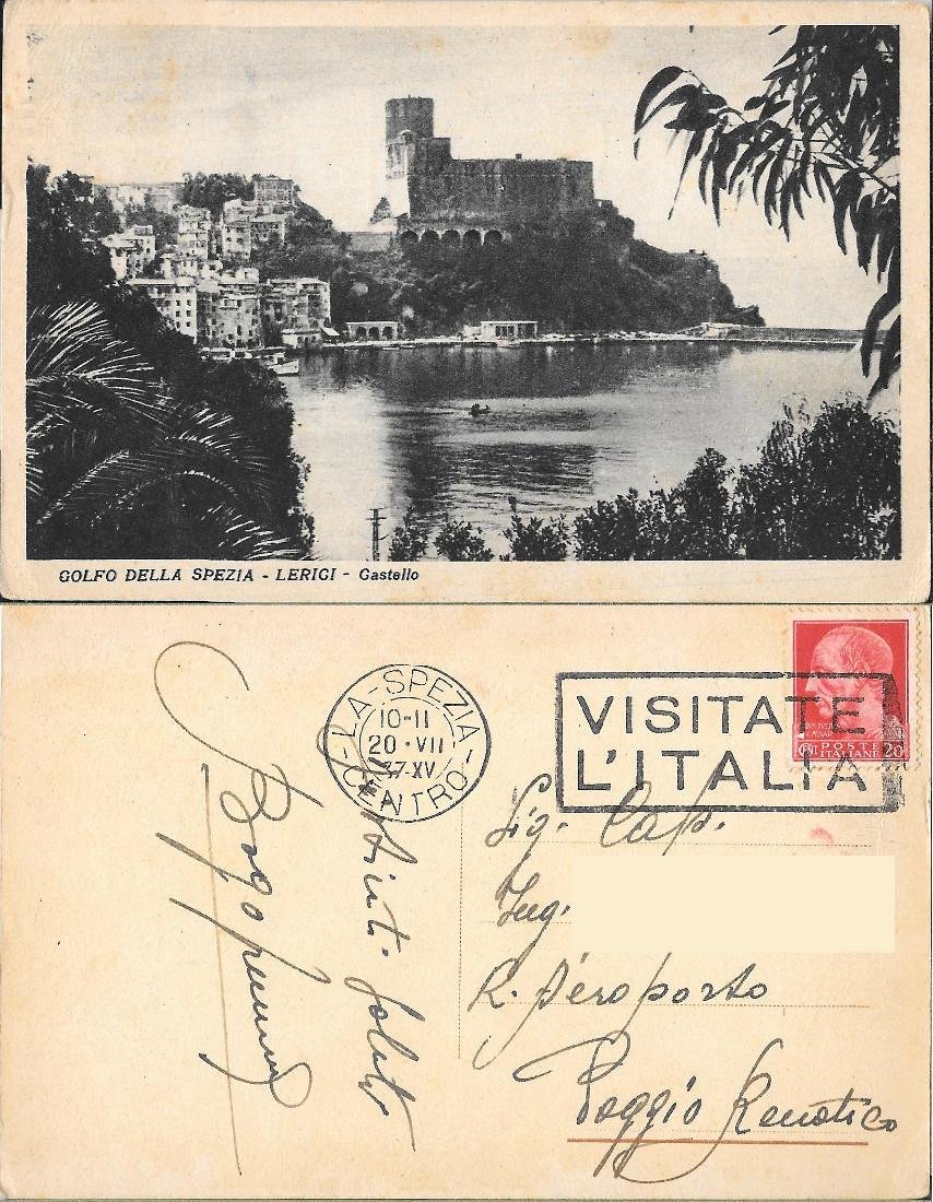 Golfo della Spezia. Lerici. Castello. Viaggiata 1937 | Immagine principale
