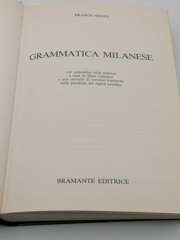 Grammatica Milanese Libro Franco Nicoli Bramante Metrica Versioni Lombarde 1983