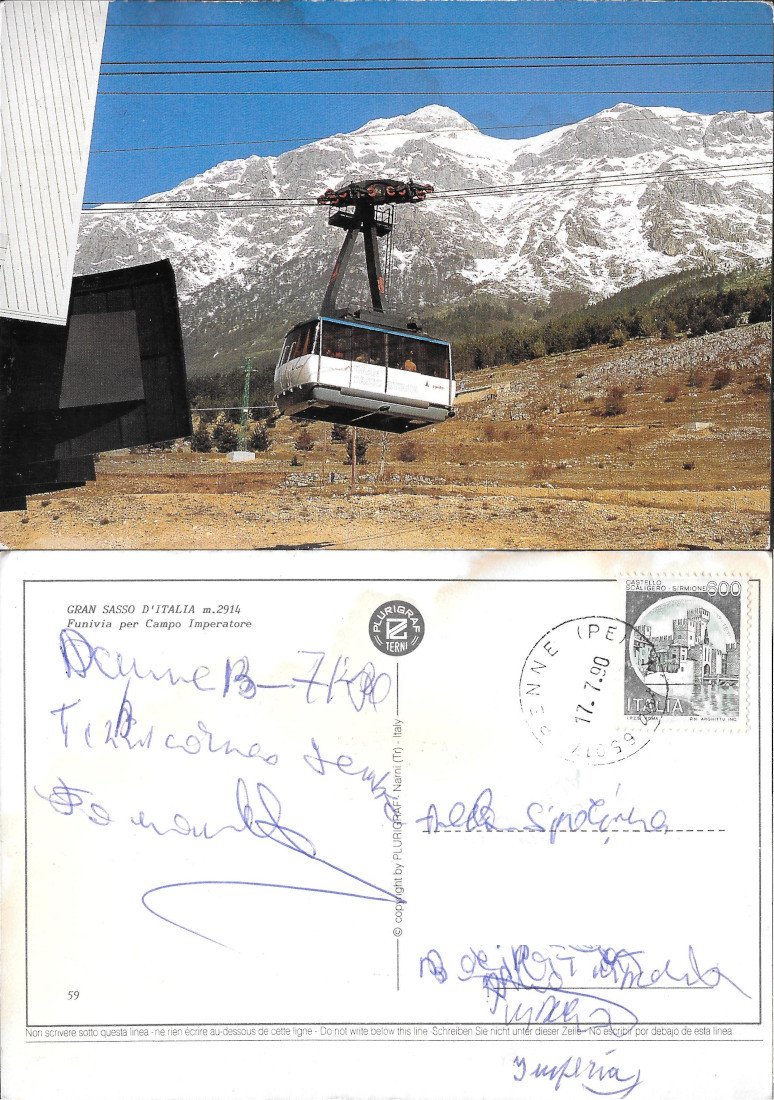 Gran Sasso d'Italia. Funivia per Campo Imperatore - Viaggiata 1990 | Immagine principale