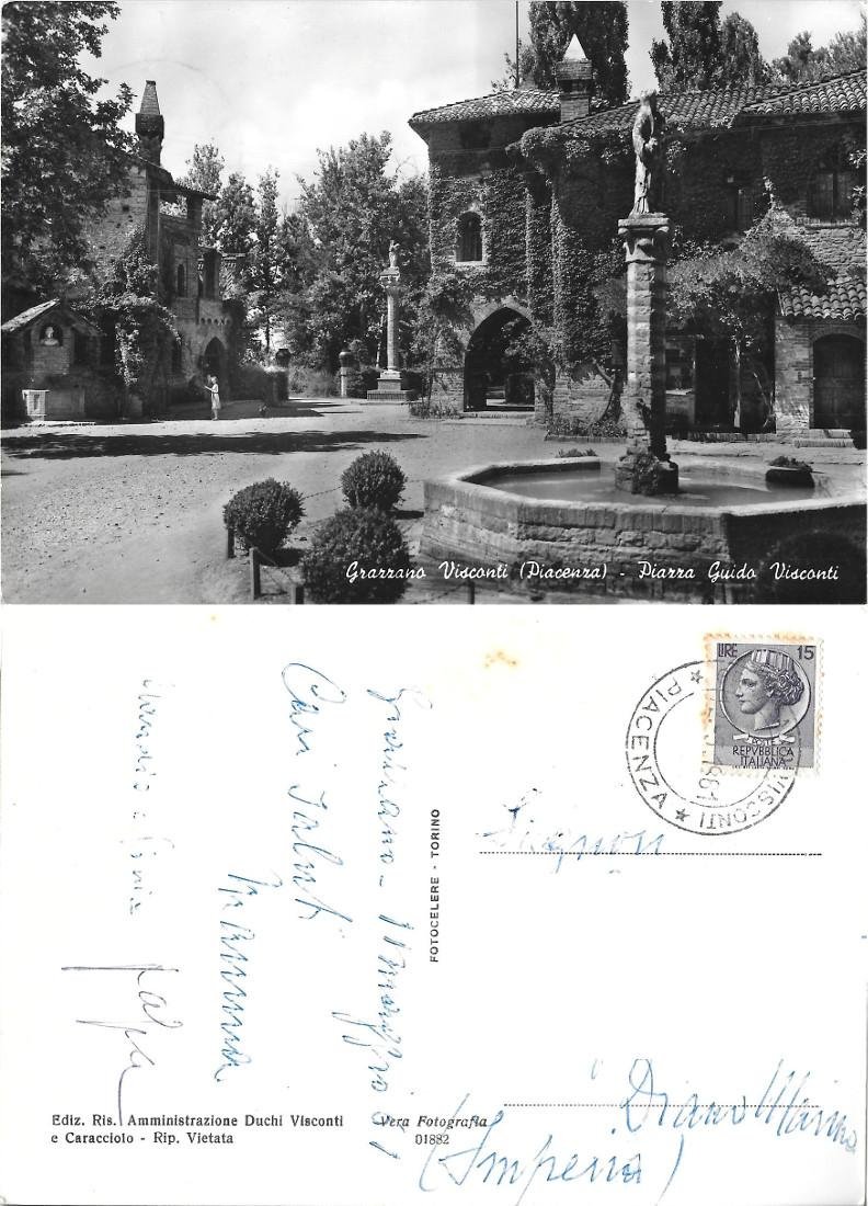 Grazzano Visconti (PC). Piazza Guido Visconti. Viaggiata 1961 | Immagine principale