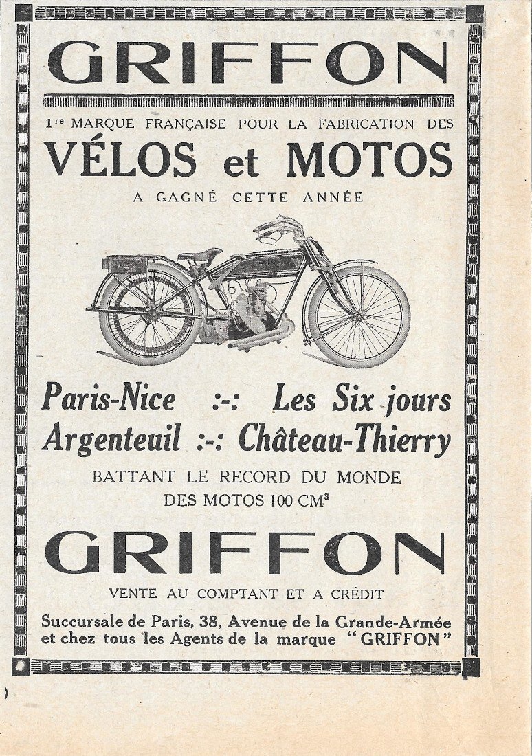 Griffon velos e motos - Advertising 1924 | Immagine principale