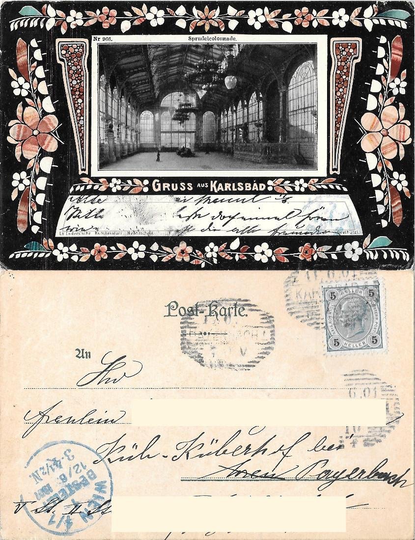 Gruss aus Karlsbad, Sprudelcolonnade. Viaggiata 1901 | Immagine principale