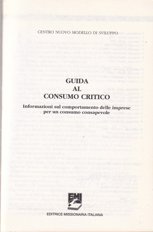 Guida al consumo critico. Informazioni sul comportamento delle imprese per …