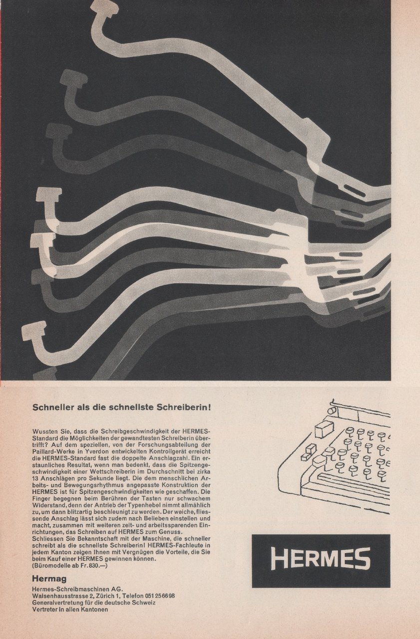 Hermes macchine da scrivere. Advertising 1956 | Immagine principale