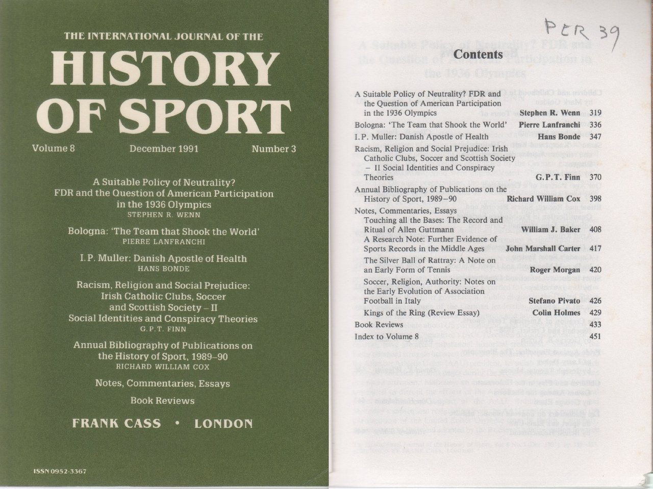 History of Sport. 1991 n. 3 | Immagine principale