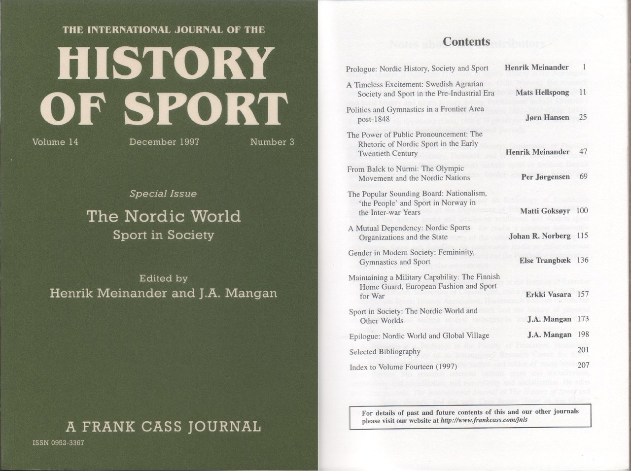 History of Sport. 1997 n. 3. Special issue: The Nordic … | Immagine principale