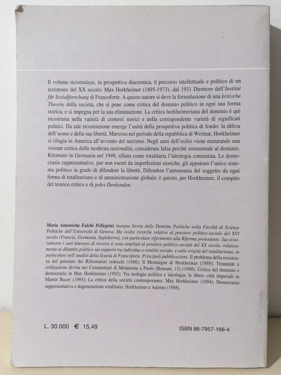 Horkheimer La Critica Del Dominio Politico Politeia Falchi Pellegrini 2001 …