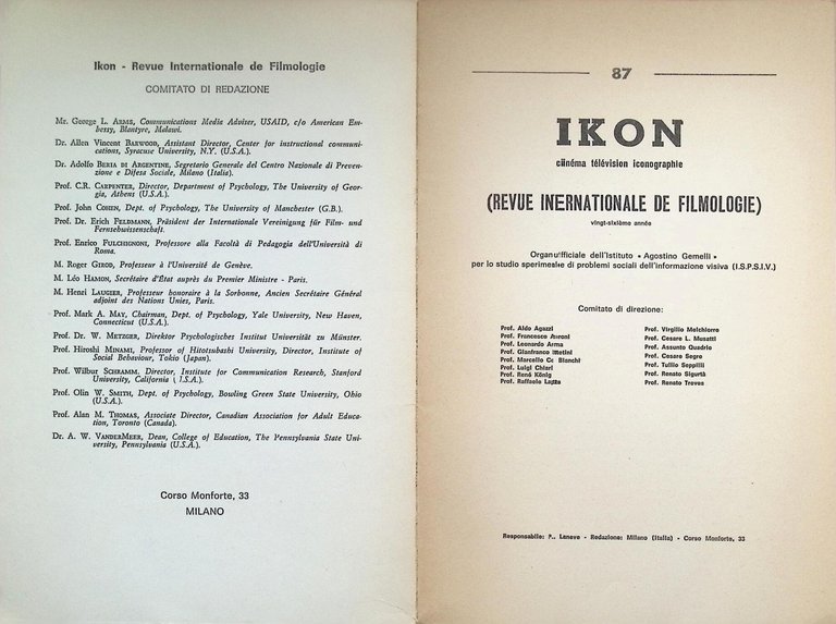 Ikon. Rivista Triestrale Ottobre-Dicembre 1973 - Cinema Televisione Iconografia Filmologia | Immagine Gallery 2