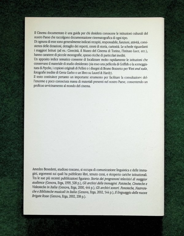 Il Cinema Documentato Libro Amedeo Benedetti Cineteca Griffith Genova 2002