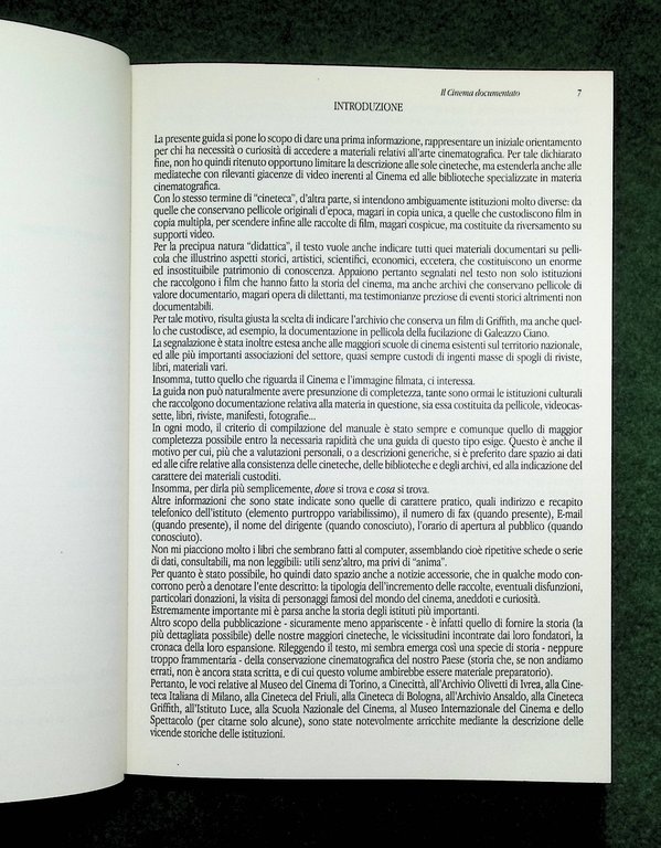 Il Cinema Documentato Libro Amedeo Benedetti Cineteca Griffith Genova 2002
