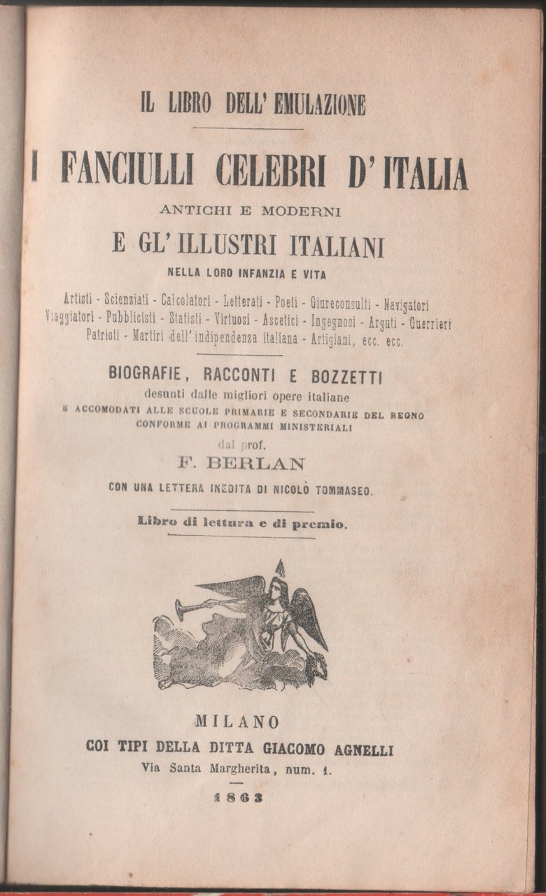 Il libo dell'emulazione. I fanciulli celebri d'Italia - F. Berlan | Immagine principale