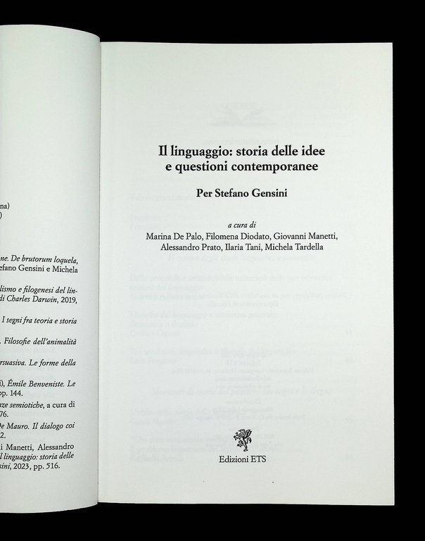 Il Linguaggio Storia Delle Idee Questioni Contemporanee Libro Gensini Ets …