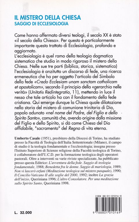 Il mistero della Chiesa. Saggio di ecclesiologia