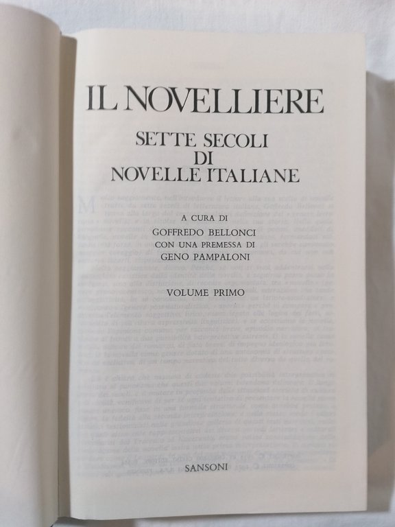 Il Novelliere. Sette secoli di novelle italiane Sansoni 2 volumi …