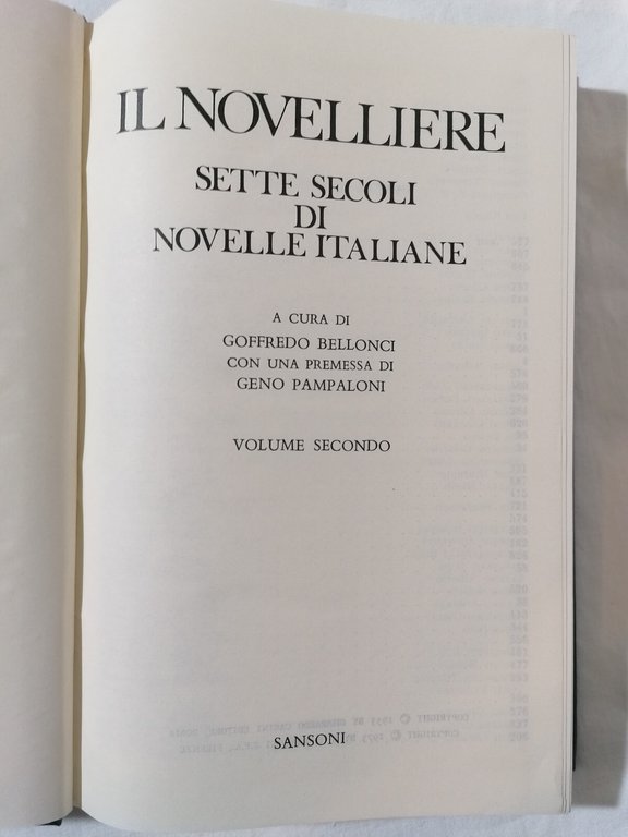 Il Novelliere. Sette secoli di novelle italiane Sansoni 2 volumi …