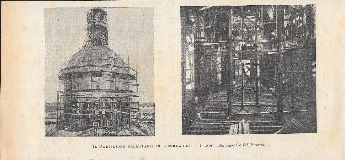 Il Padiglione dell'Italia in costruzione (Esposizione di Parigi). Stampa 1900 | Immagine principale