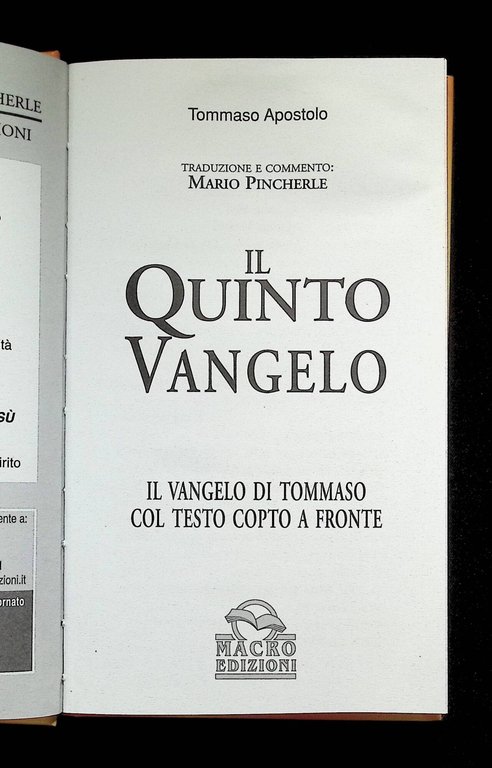 Il quinto vangelo. Il vangelo di Tommaso. Testo originale a …