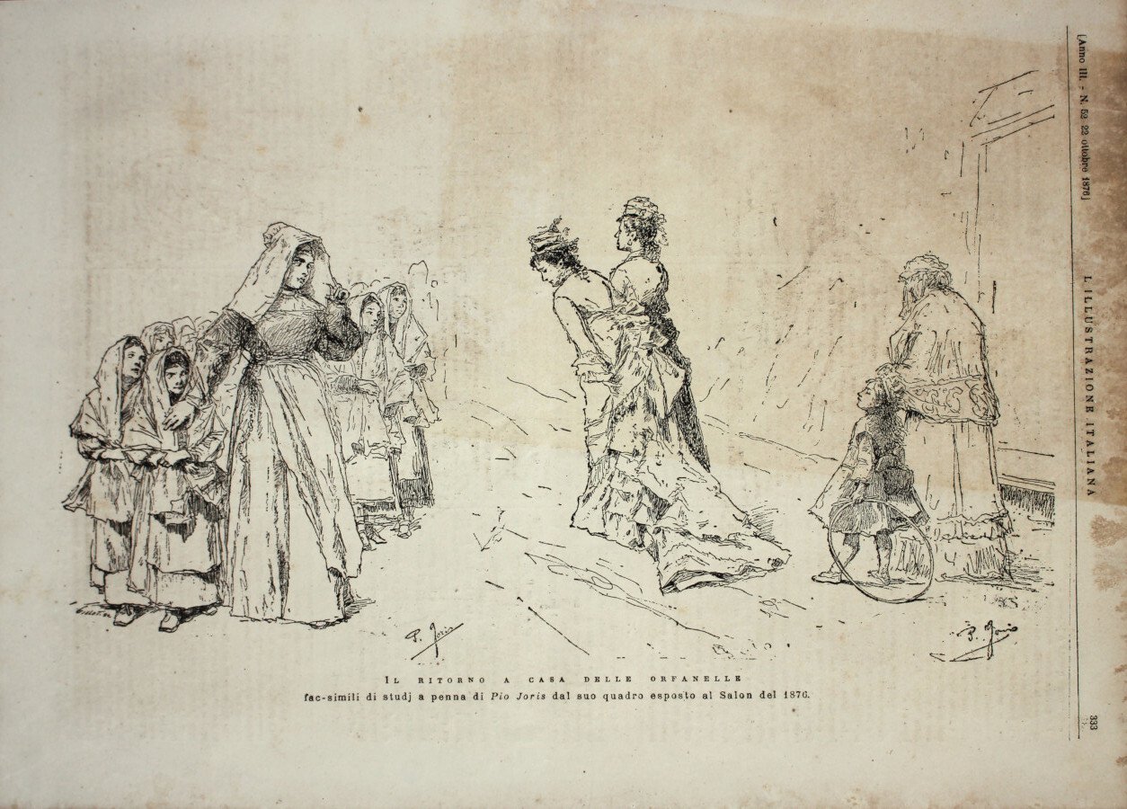 Il ritorno a casa delle orfanelle. Stampa 1876 | Immagine principale