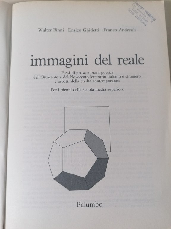 Immagini Del Reale Libro Binni Ghidetti Andreoli Palumbo Letteratura Poesia …