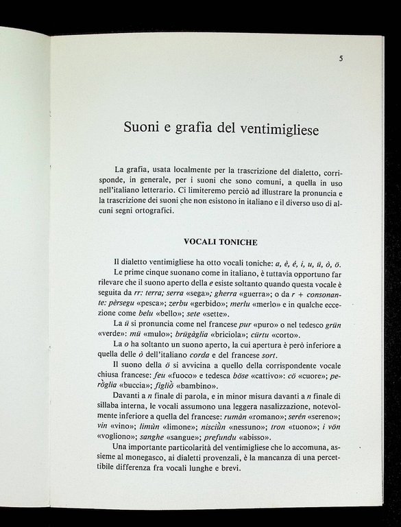Imparamu u Ventemegliusu Libro Dialetto Ventimiglia Azaretti Villa Crespi 1979