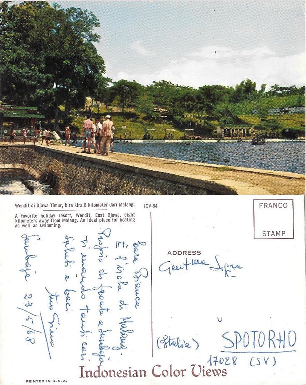 Indonesia. Wendit, East Djawa. A favorite resort. Viaggiata 1968