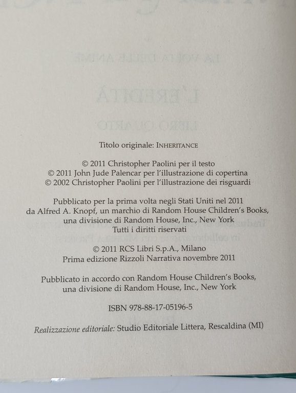 Inheritance o La volta delle anime. L'eredità. Libro Quarto