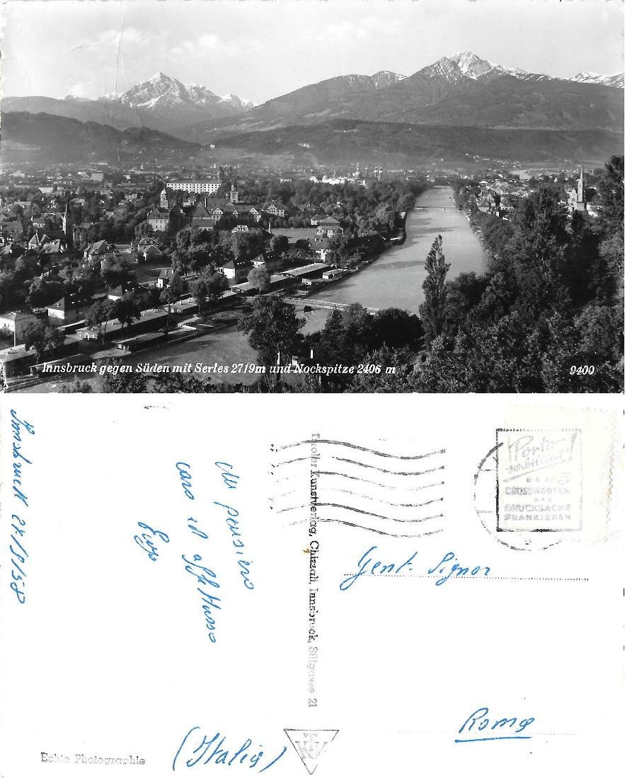 Innsbruck gegen Suden mit Serles und Nockspitze. Viaggiata 1958 | Immagine principale