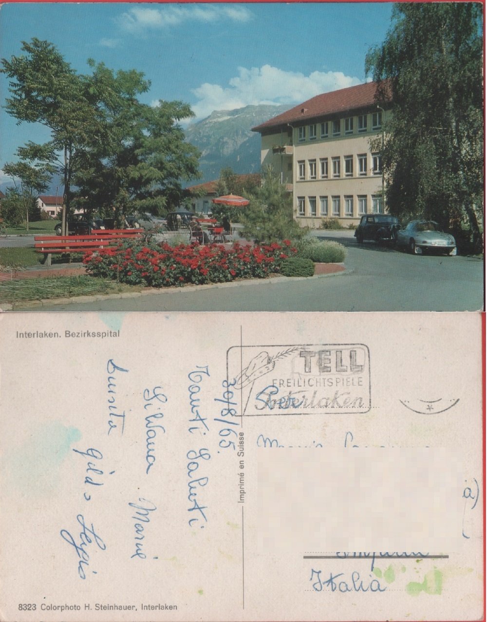 Interlaken. Bezirksspital. Viaggiata 1965 | Immagine principale
