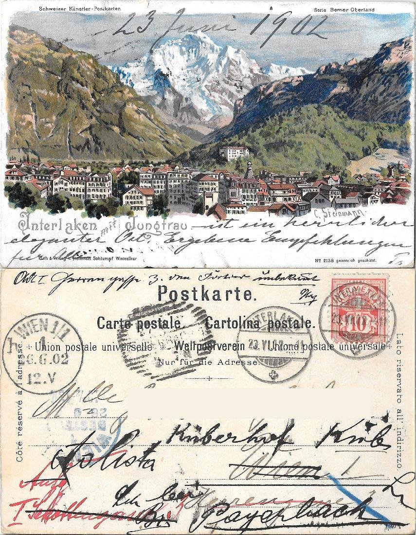 Interlaken mit Jungfrau. Viaggiata 1902 | Immagine principale