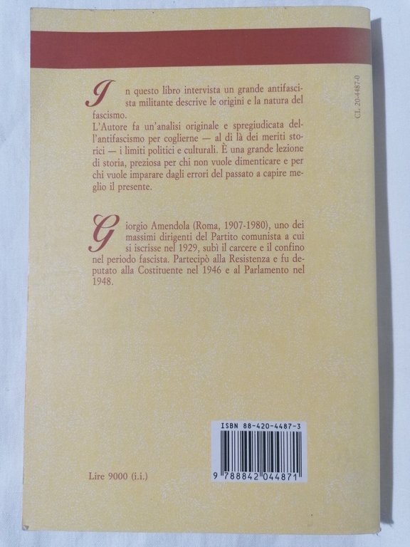 Intervista Sull'Antifascismo Libro Amendola 1^ Edizione Economica Laterza 1994 | Immagine Gallery 2