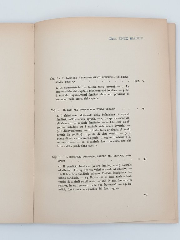 Introduzione Allo Studio Del Capitale Fondiario Libro Brizi Edagricole 1950