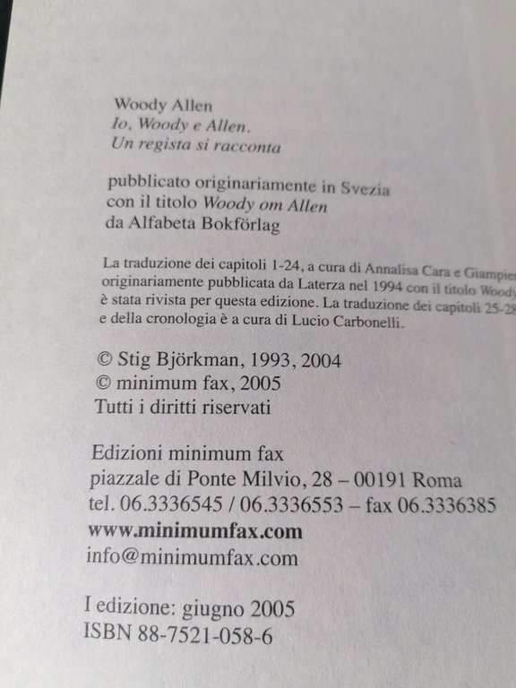 Io Woody e Allen Libro Interviste Stig Bjorkman Minimum Fax …