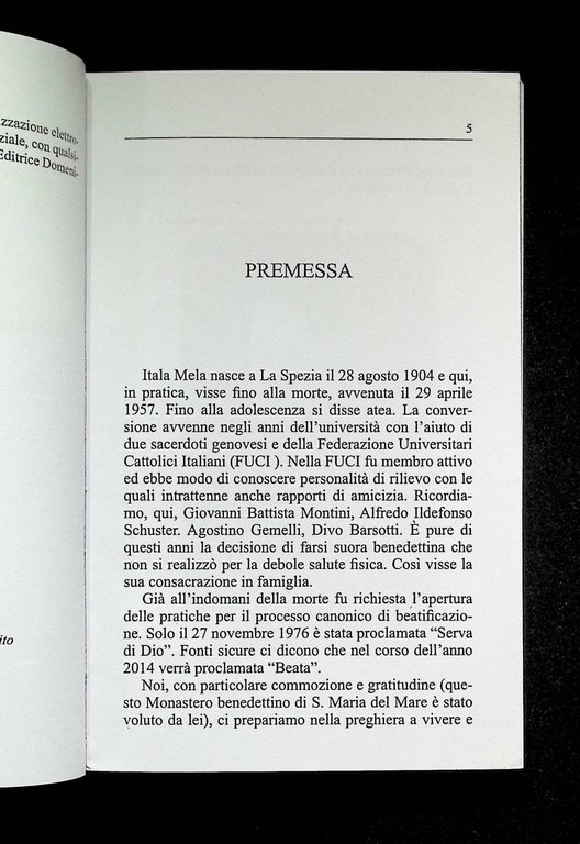 Itala Mela. Mistica e oblata benedettina (1904-1957)