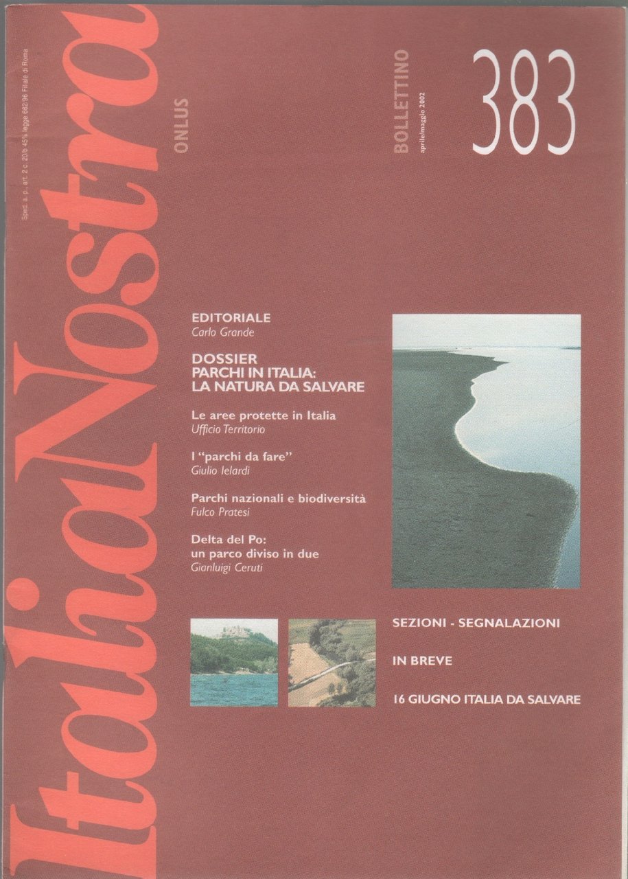 Italia Nostra. Bollettino n. 383, aprile-maggio 2002 | Immagine principale