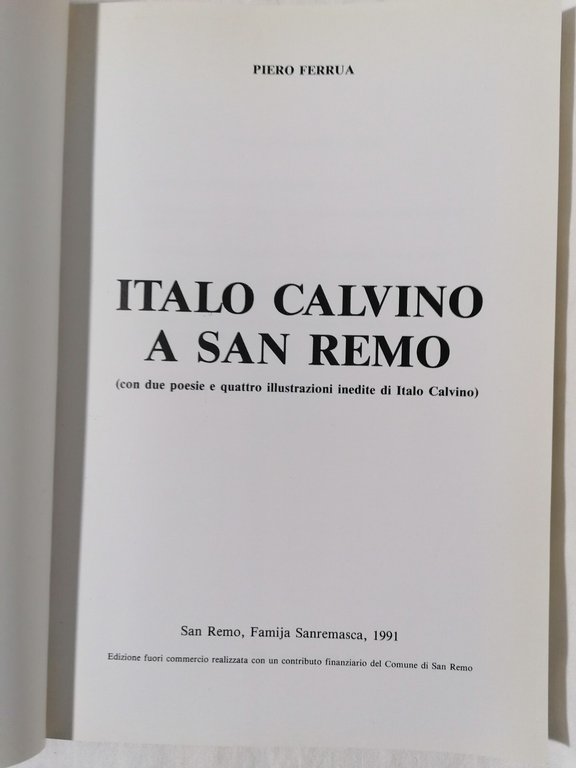 Italo Calvino A Sanremo Libro Piero Ferrua Famija Sanremasca Biografia …