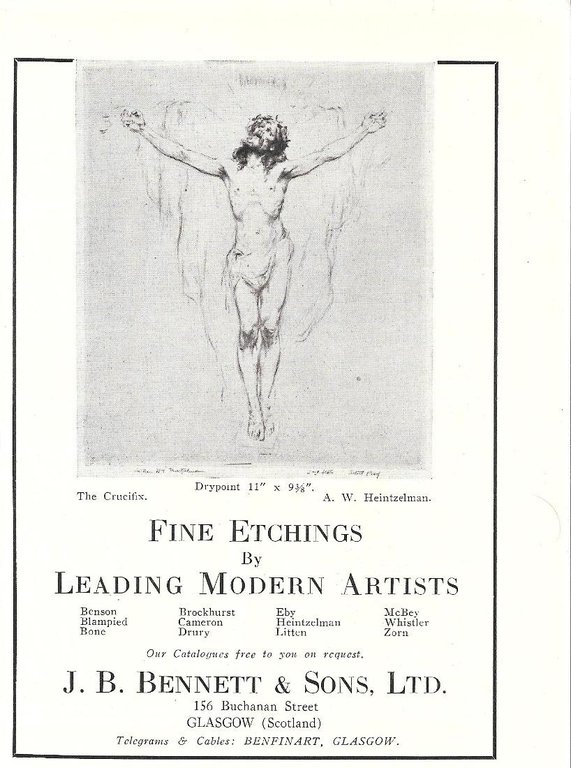 J.B. Bennet &amp; Sons, Glasgow. Pubblicita 1930